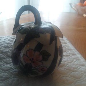 Blue striped handpainted collectible bowl